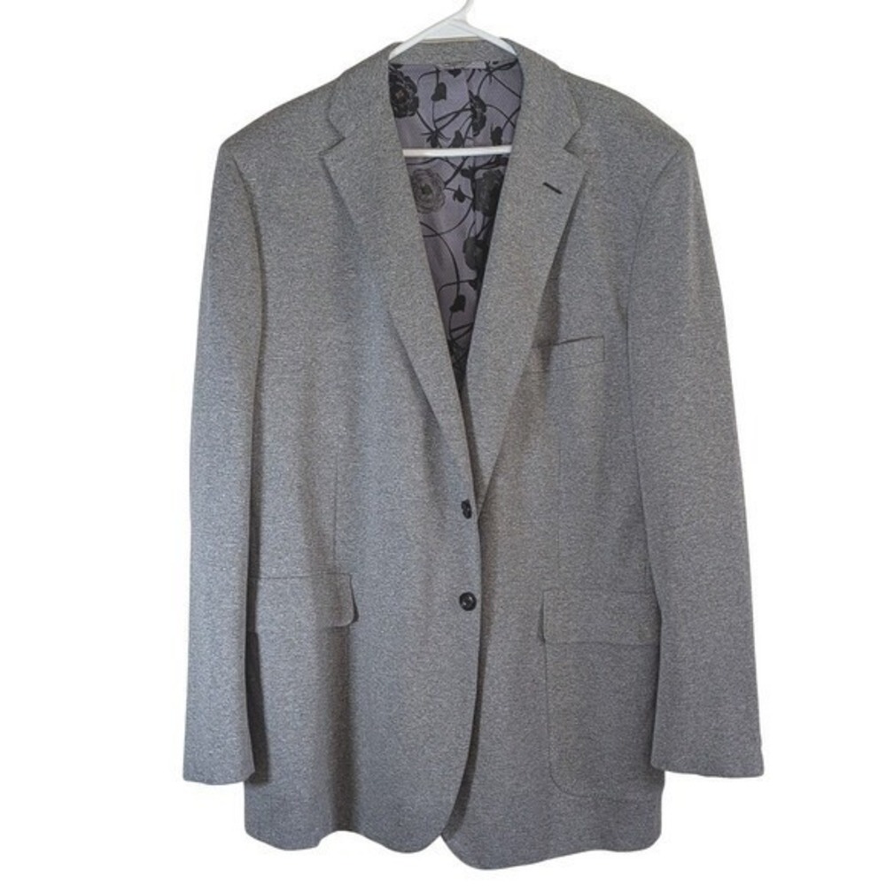 Holland & Sherry Blazer 46R Custom Grey Wool Sport Coat Floral Lining Jacket